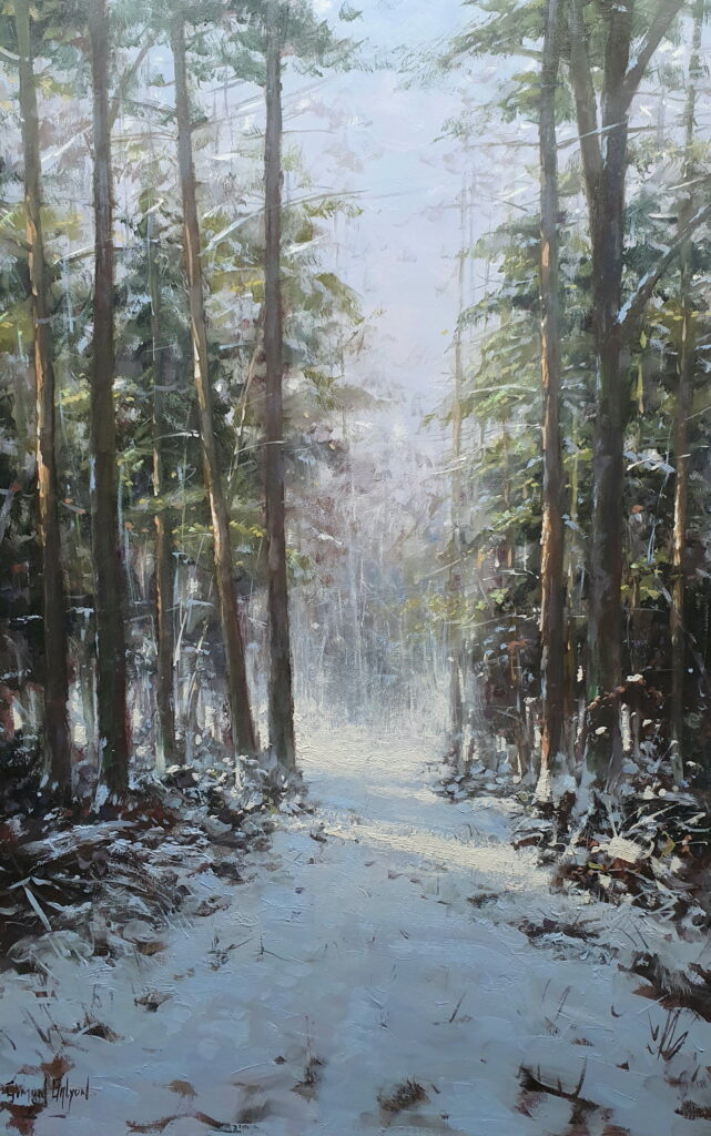 winter bos schilderij Veenendaal Simon Balyon kunstschilder