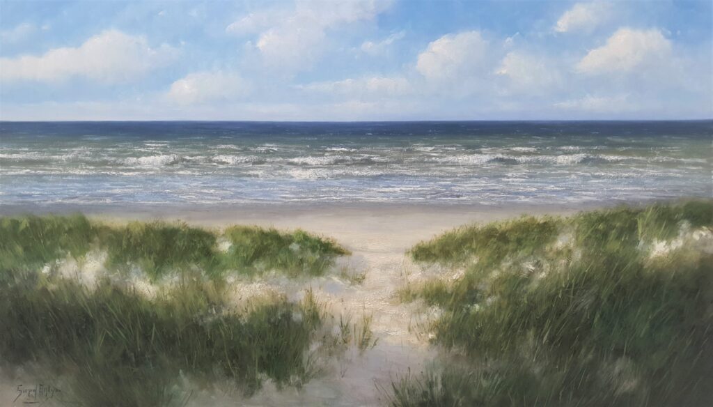 Duinlandschap Zeegezicht Strandgezicht schilderij olieverf duinen zee strand simon balyon
