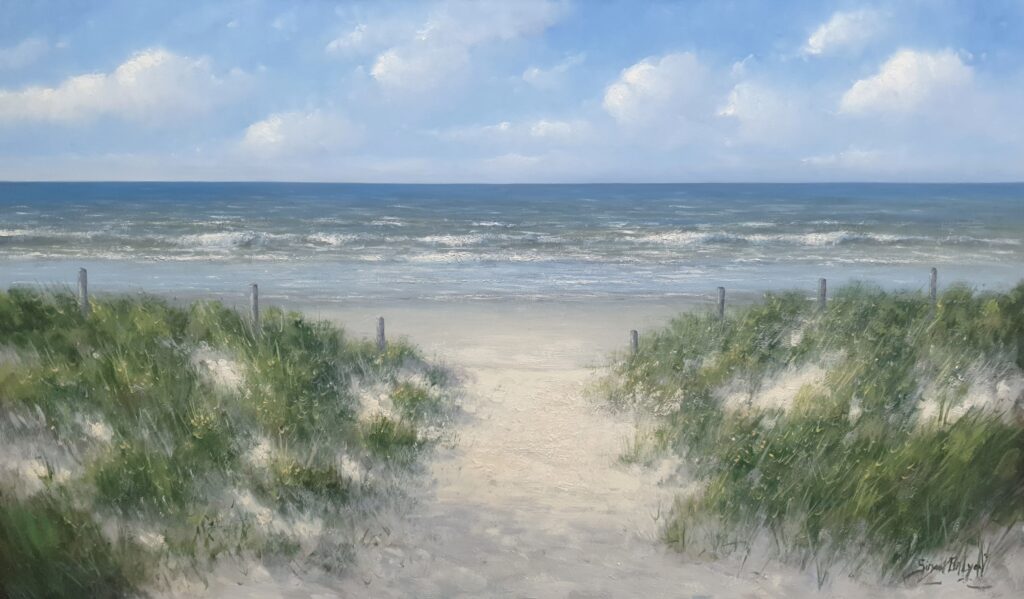 Duinen Zee Strand schilderij olieverf strand simon balyon kunstschilder
