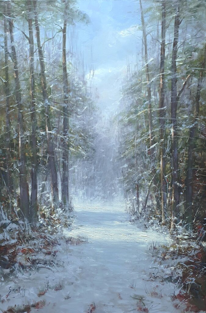 winter bos sneeuw Prattenburg schilderij Simon Balyon kunstschilder 