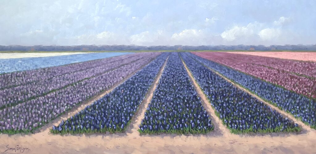 Bollenvelden bollenstreek bloembollenveld schilderij 70x140 cm